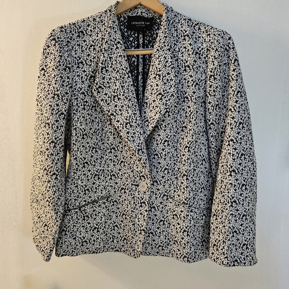 Lafayette 148 New York Blazer Jacket Womens Size 12 Blue/White